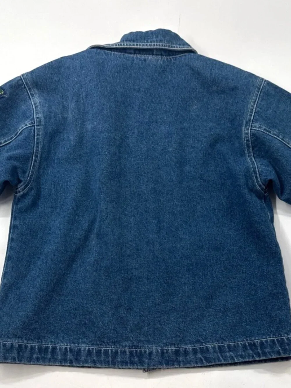 Vintage Gymboree Denim Jacket Boys Large 6-7 Blue Chore Coat Lined Button Jean